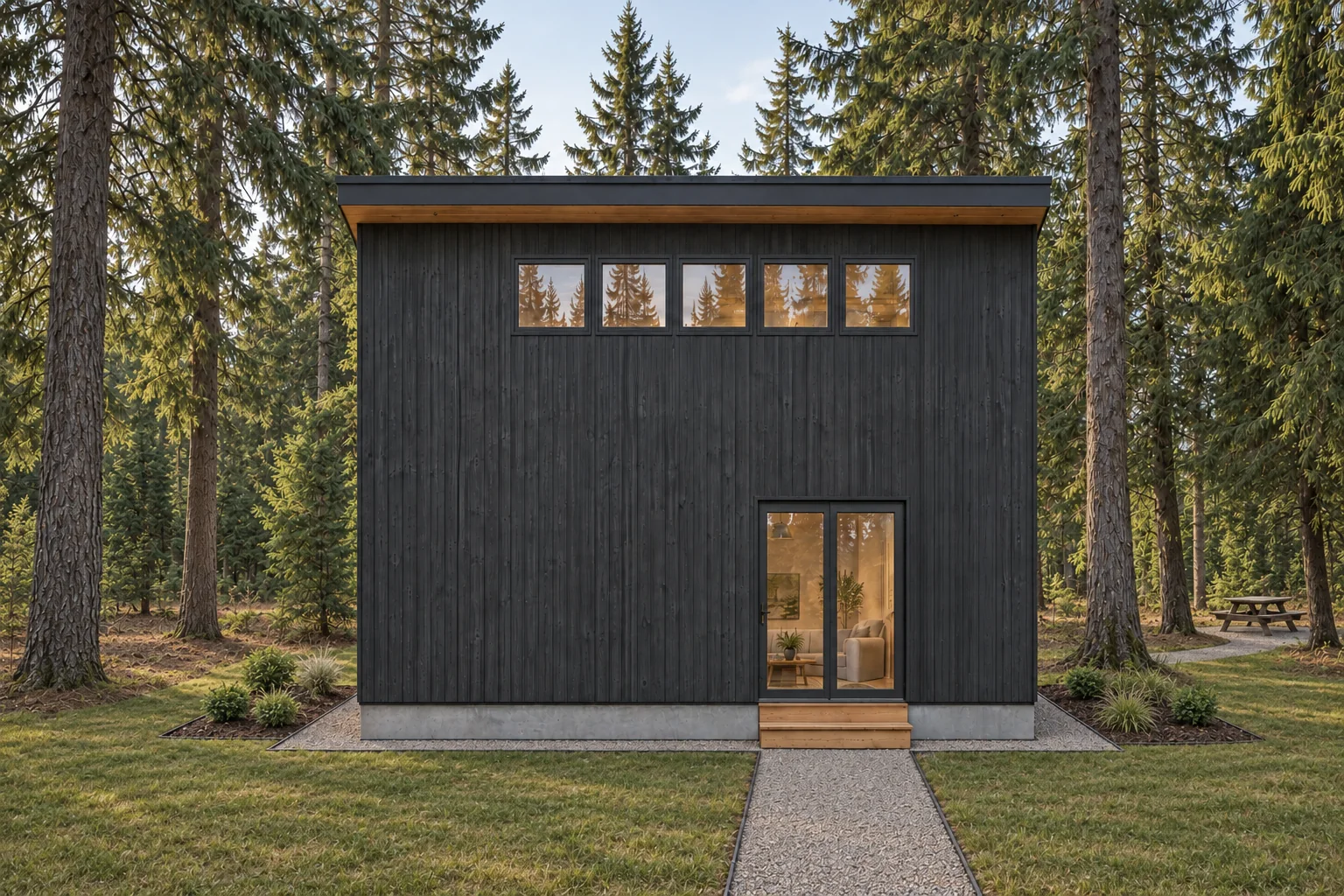 The Spruce cabin, entry elevation