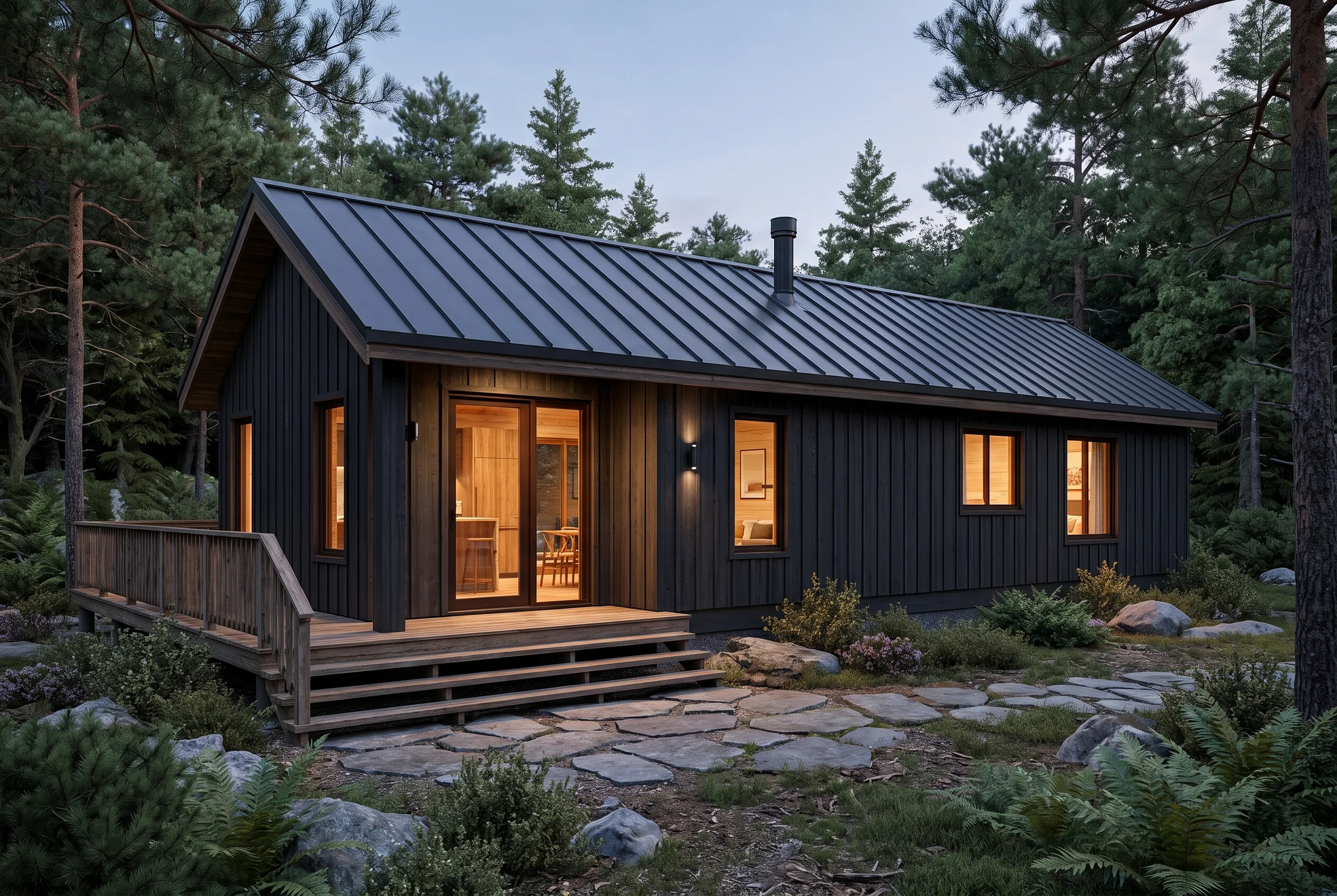The Tamarack cabin, entry deck